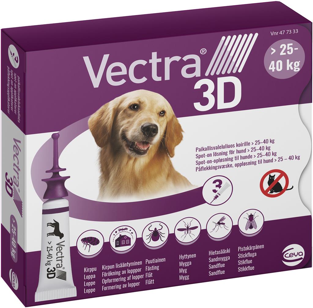 Bild på Vectra 3D för hund, 25-40 kg, spot-on, lösning, 3 X 4,7 ml