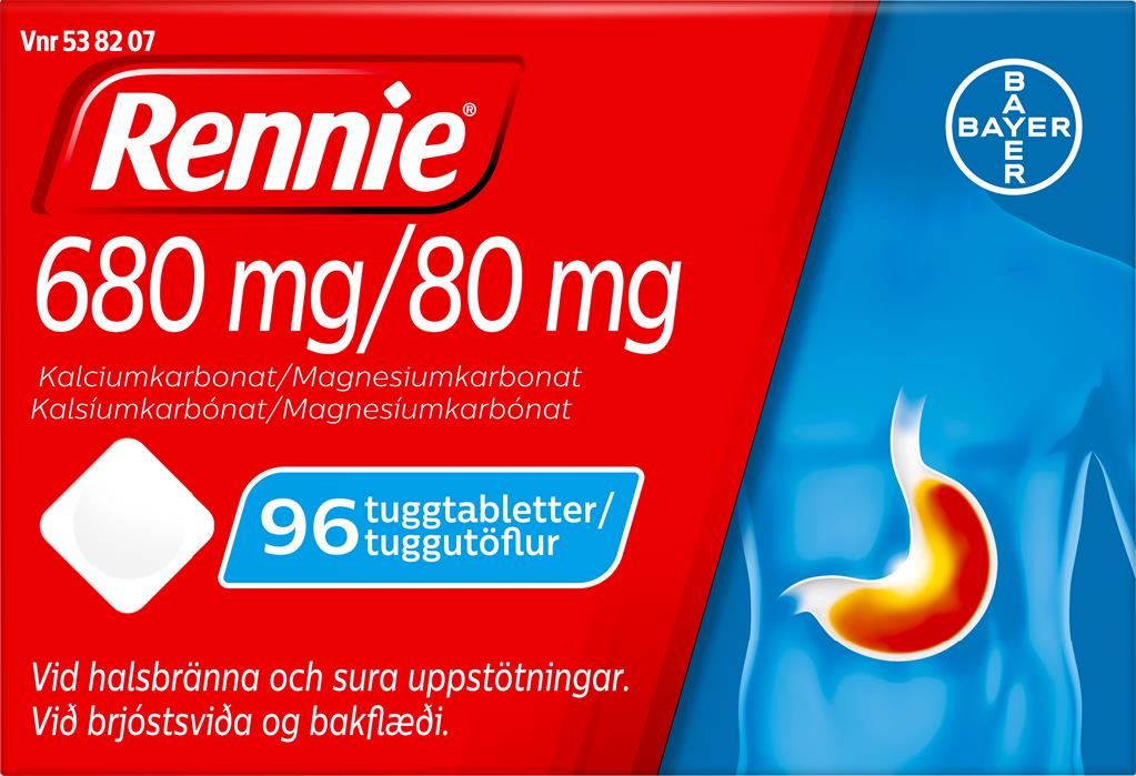 Bild på Rennie, tuggtablett 680 mg/80 mg, 96 st