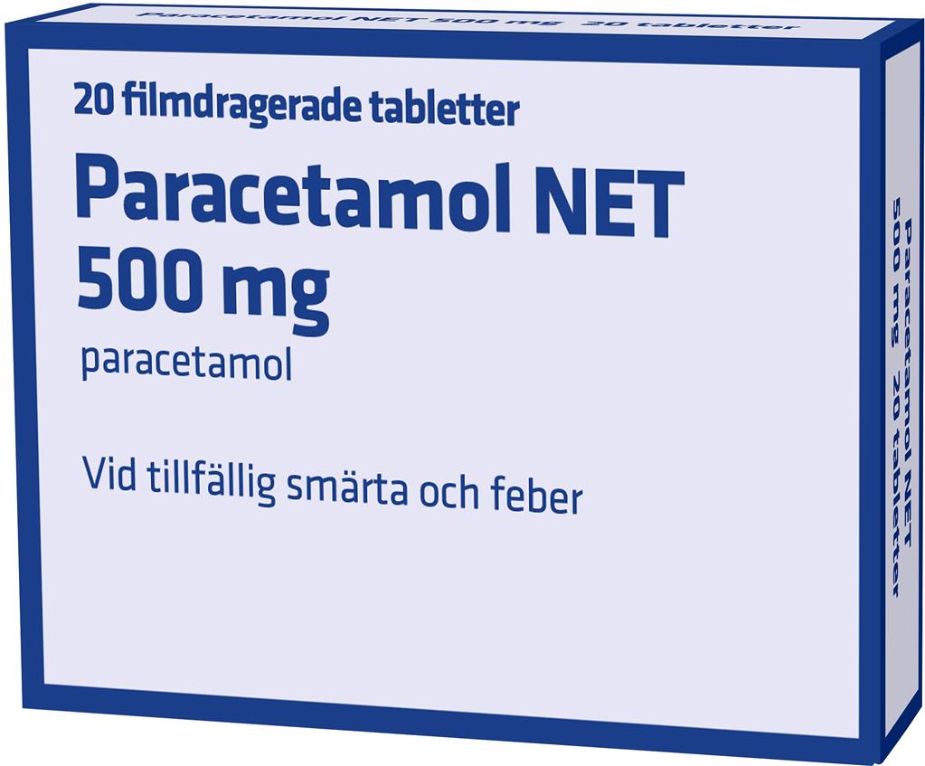 Bild på Paracetamol NET, filmdragerad tablett 500 mg, 1 X 20 st