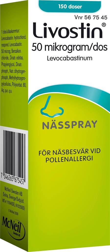 Bild på Livostin, nässpray, suspension 50 mikrogram/dos McNeil Sweden AB, 150 doser