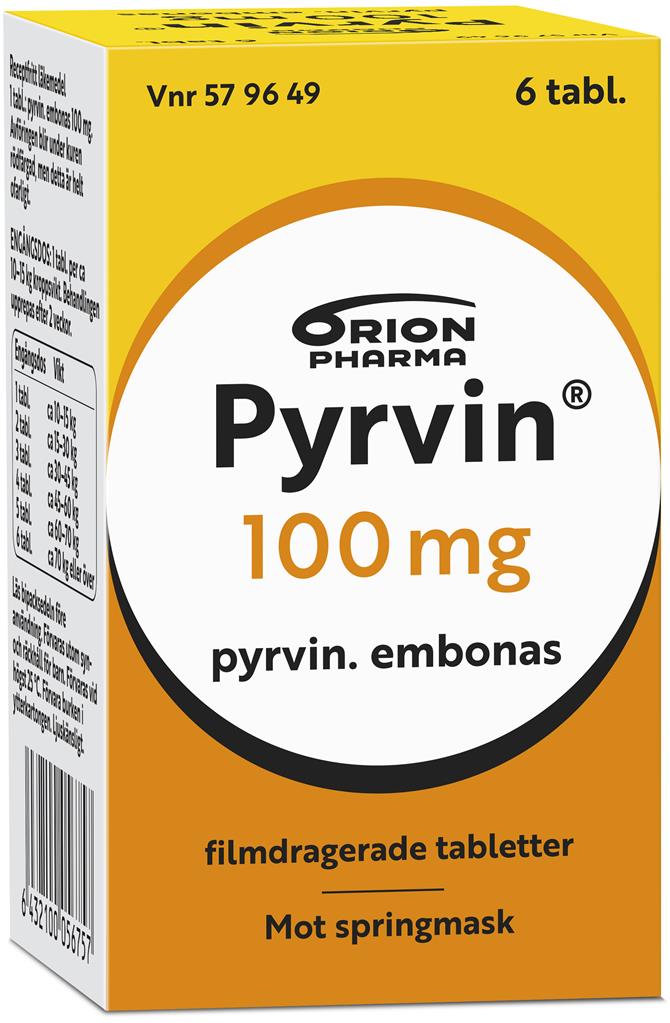 Bild på Pyrvin, filmdragerad tablett 100 mg, 6 st