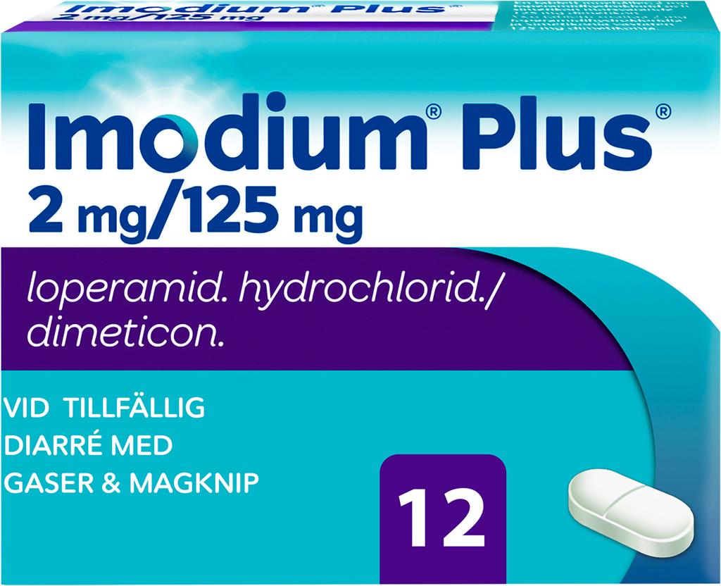 Bild på Imodium Plus, tablett 2 mg/125 mg, 12 st
