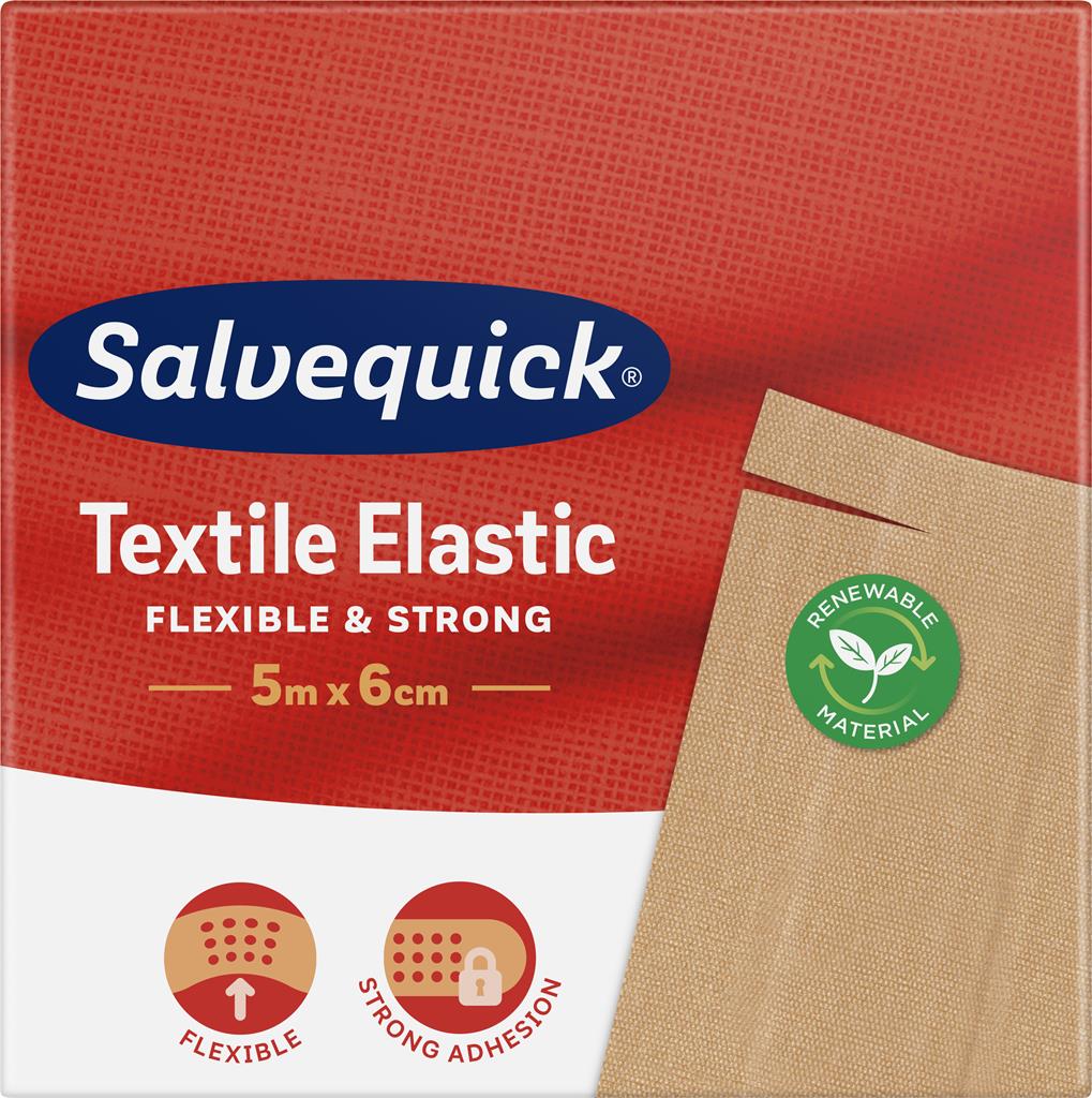 Bild på Salvequick Textile Elastic plåster 5 m x 6 cm, 1 st