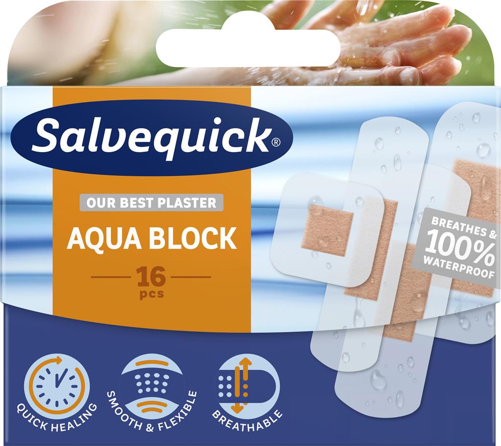 Bild på Salvequick Aqua Block Family Pack plåster, 16 st