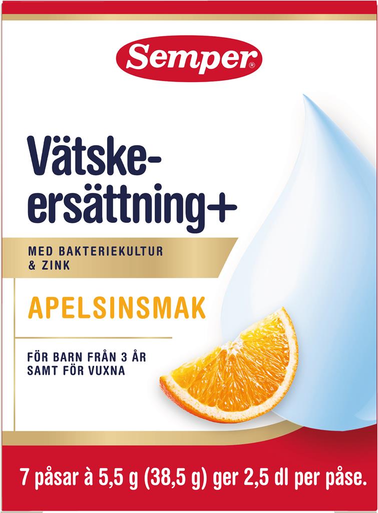 Bild på Semper Vätskeersättning+ Apelsin, 7 st