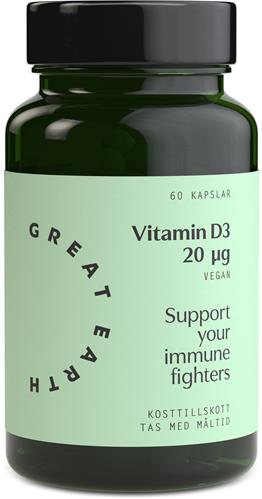 Great Earth Vitamin D3 Vegan 20 mcg, 60 st