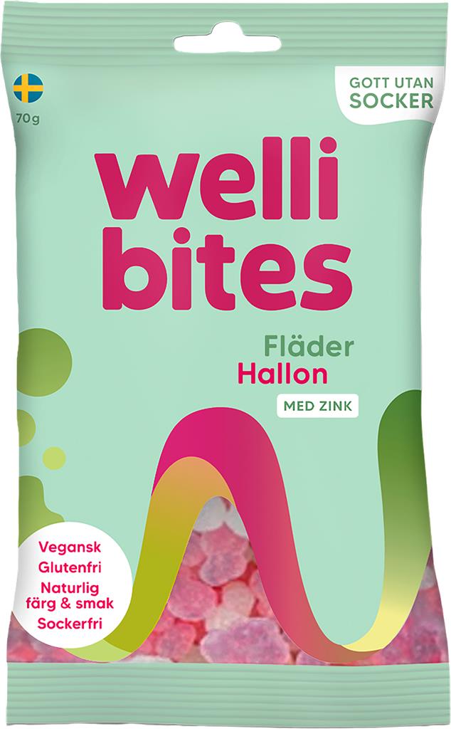 Bild på Wellibites Sockerfri vegangodis Fläder&Hallon, 70 g