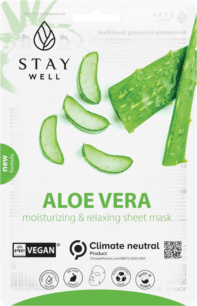 Bild på Stay Well Vegan Aloe Vera Moisturing & Relaxing Sheet Mask, 20 g