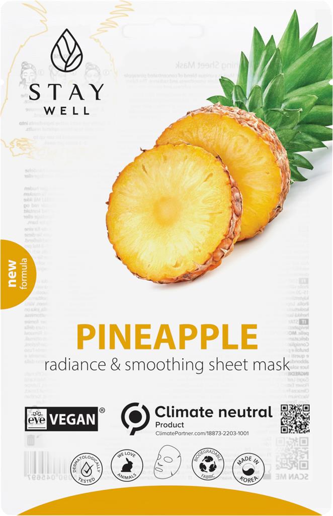 Bild på Stay Well Vegan Pineapple Brightening & Smoothing Sheet Mask, 20 g