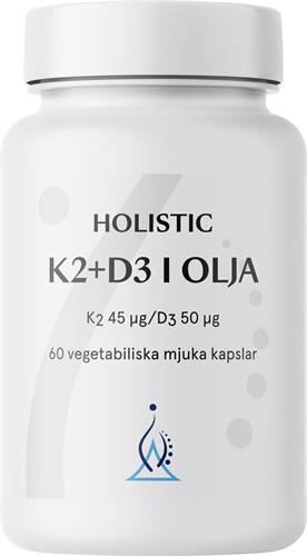 Holistic K2+D3 vitamin i olja, 60 st