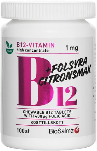 BioSalma B12-vitamin 1mg + folsyra, 100 st