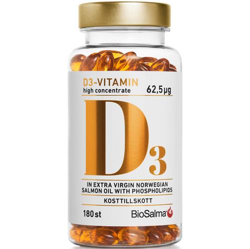 BioSalma D3-vitamin 62,5µg high concentrate, 180 st