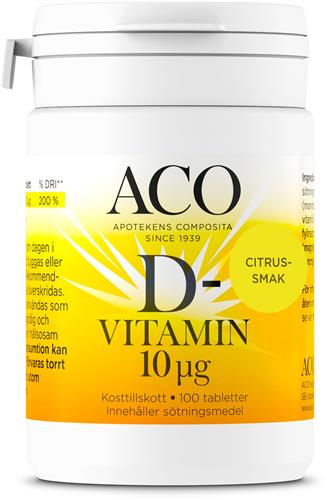 ACO D-vitamin 10 µg Citrussmak, 100 st