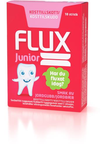 FLUX Junior tuggummi jordgubb, 18 st
