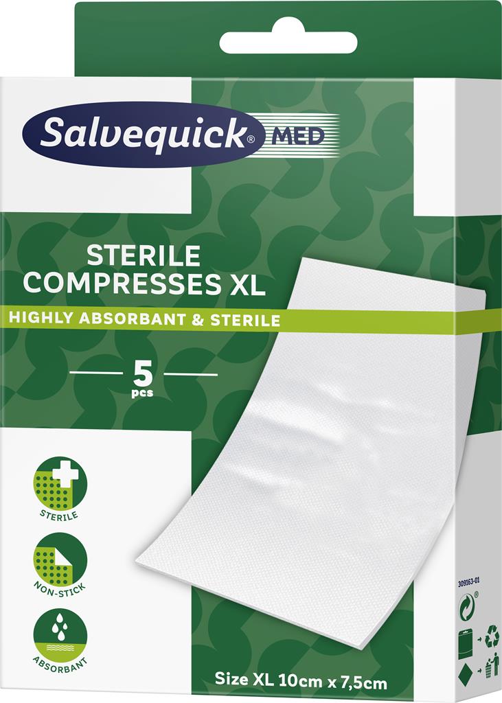 Bild på SalvequickMED Compress XL steril 10 x 7,5 cm, 5 st