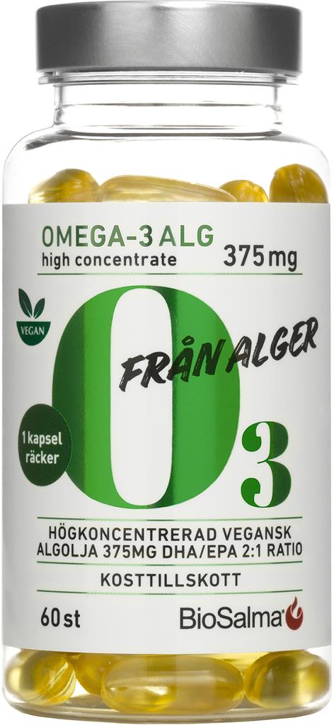 Bild på BioSalma Omega-3 av Alg 375mg DHA/EPA, 60 st