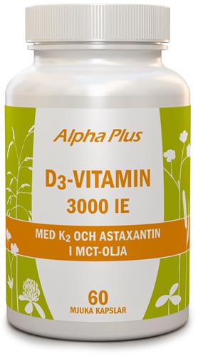 Alpha Plus Alpha Plus D3-vitamin 3000 IE + K2, 60 st