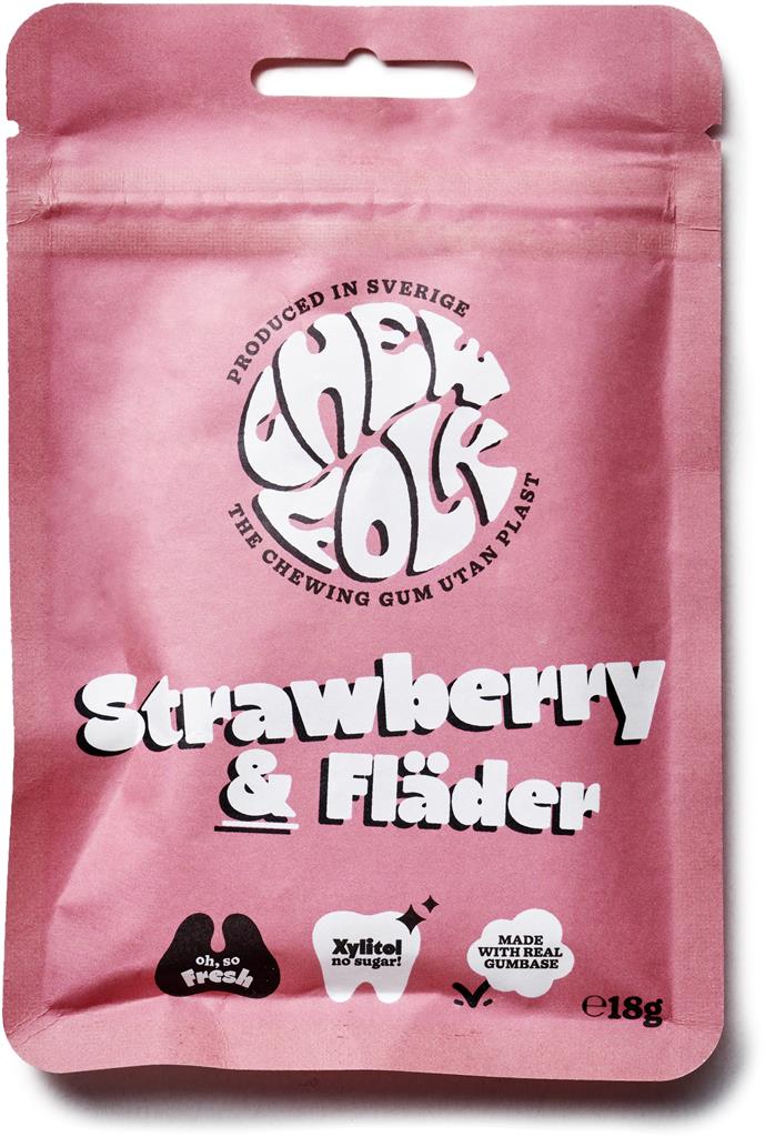 Bild på Chew Folk Tuggummi Strawberry&Fläder, 18 g