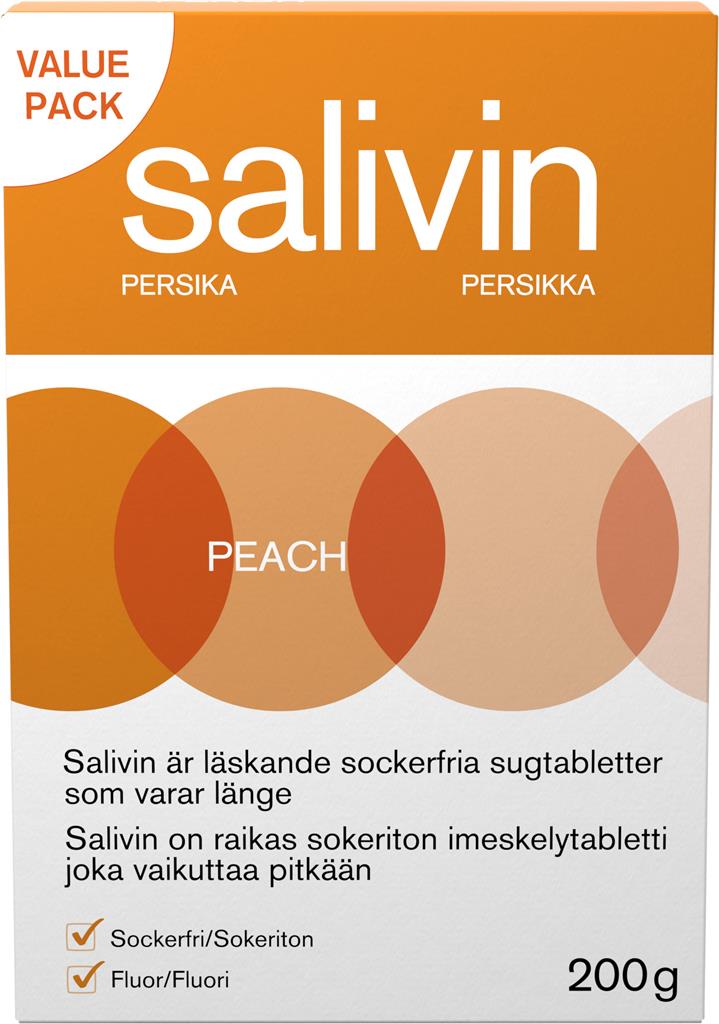Bild på Salivin Sugtabletter Peach, 200 g