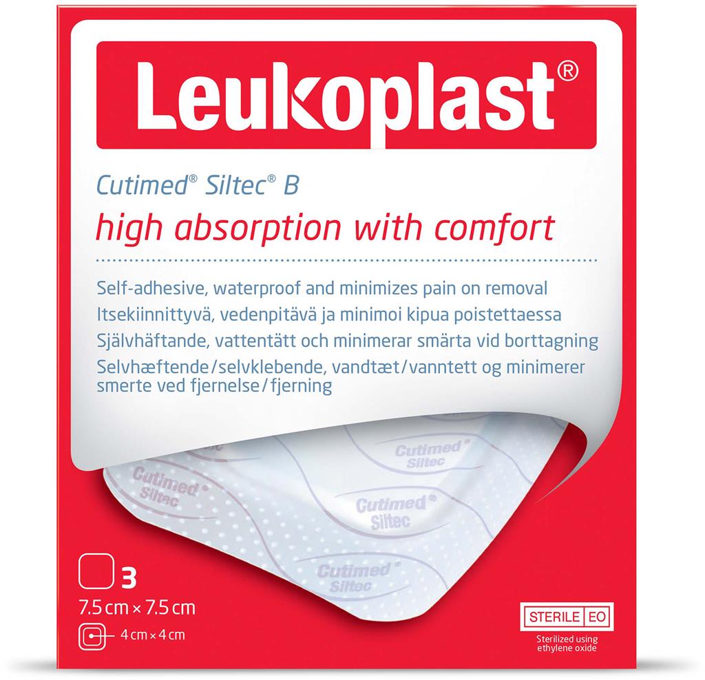 Bild på Leukoplast Cutimed Siltec Border 7,5 x 7,5 cm, 3 st
