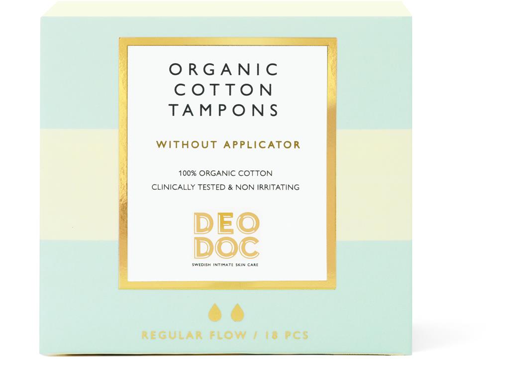 Bild på DeoDoc tamponger i 100 % ekologisk bomull, 18 st