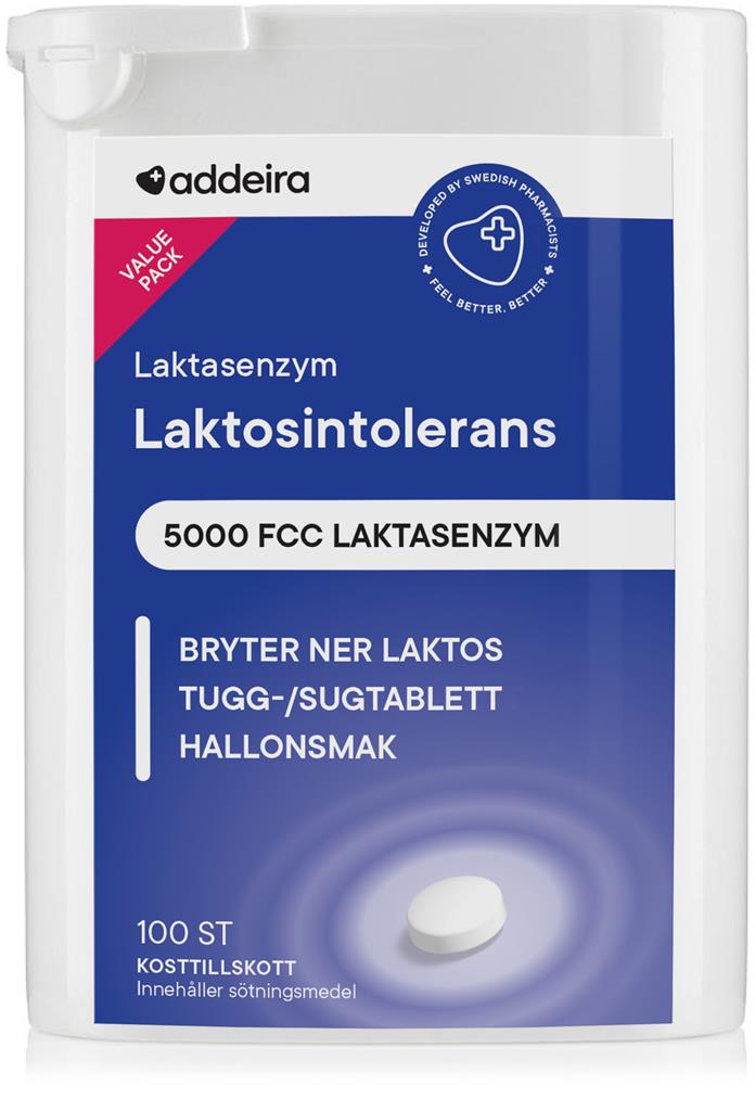 Bild på Addeira Laktasenzym Tuggtabletter vid laktosintolerans, 100 st