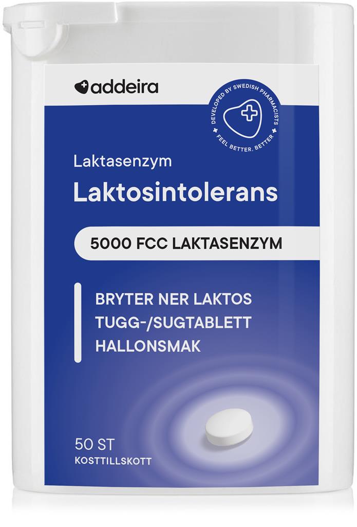 Bild på Addeira Laktasenzym Tuggtabletter vid laktosintolerans, 50 st