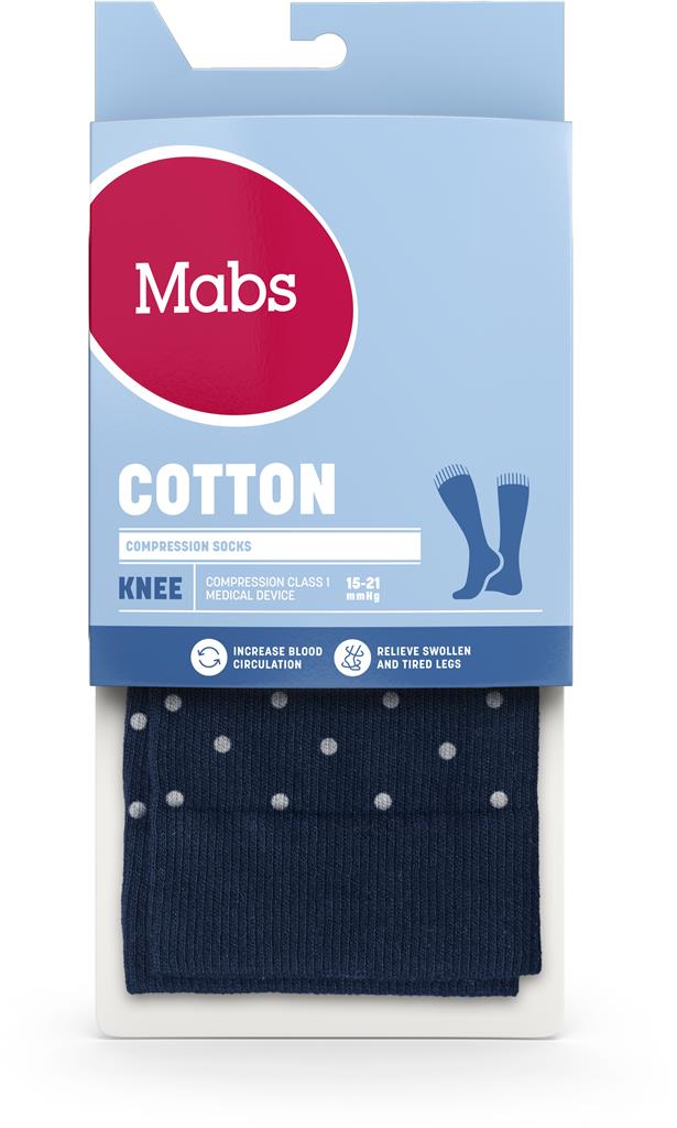 Bild på Mabs COTTON KNEE NAVY DOTTED XL, 1 par