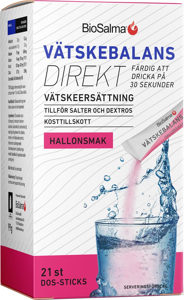 Bild på BioSalma Vätskebalans Direkt Hallon NY, 21 st