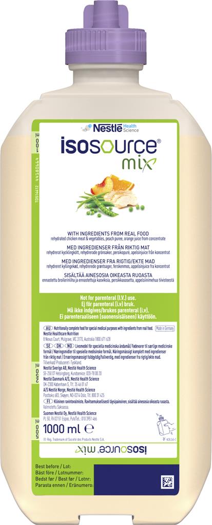 Bild på Isosource Mix, sondnäring, förpackning Smart Flex, 9 x 1000 milliliter
