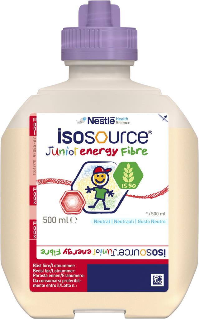 Bild på Isosource Junior Energy Fibre, sondnäring, neutral, 12 x 500 milliliter