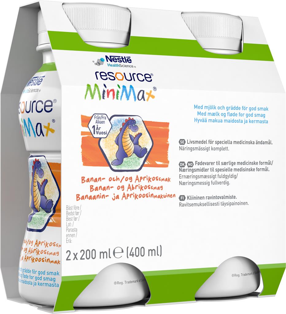 Bild på Resource MiniMax, drickfärdigt kosttillägg, banan/aprikos, 2 x 200 milliliter