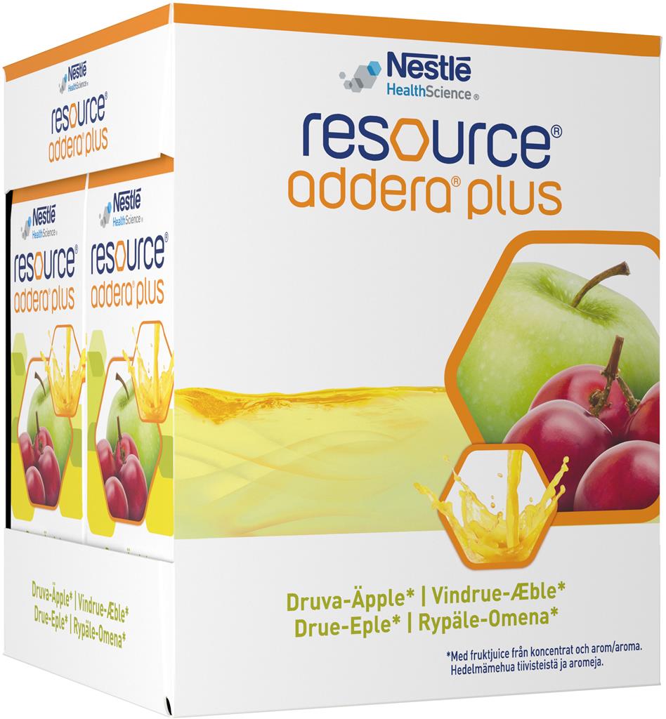 Bild på Resource Addera Plus, druva-äpple, drickfärdigt kosttillägg, 4 x 200 milliliter