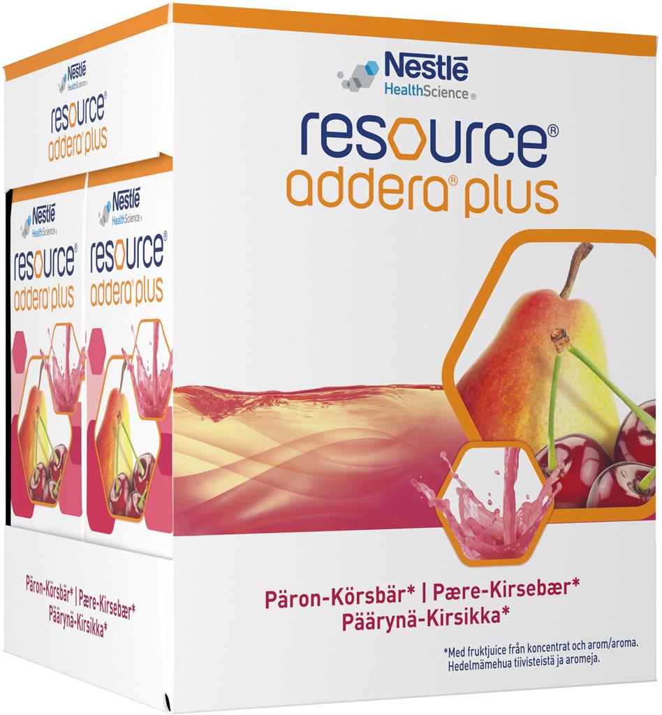 Bild på Resource Addera Plus, päron-körsbär, drickfärdigt kosttillägg, 4 x 200 milliliter