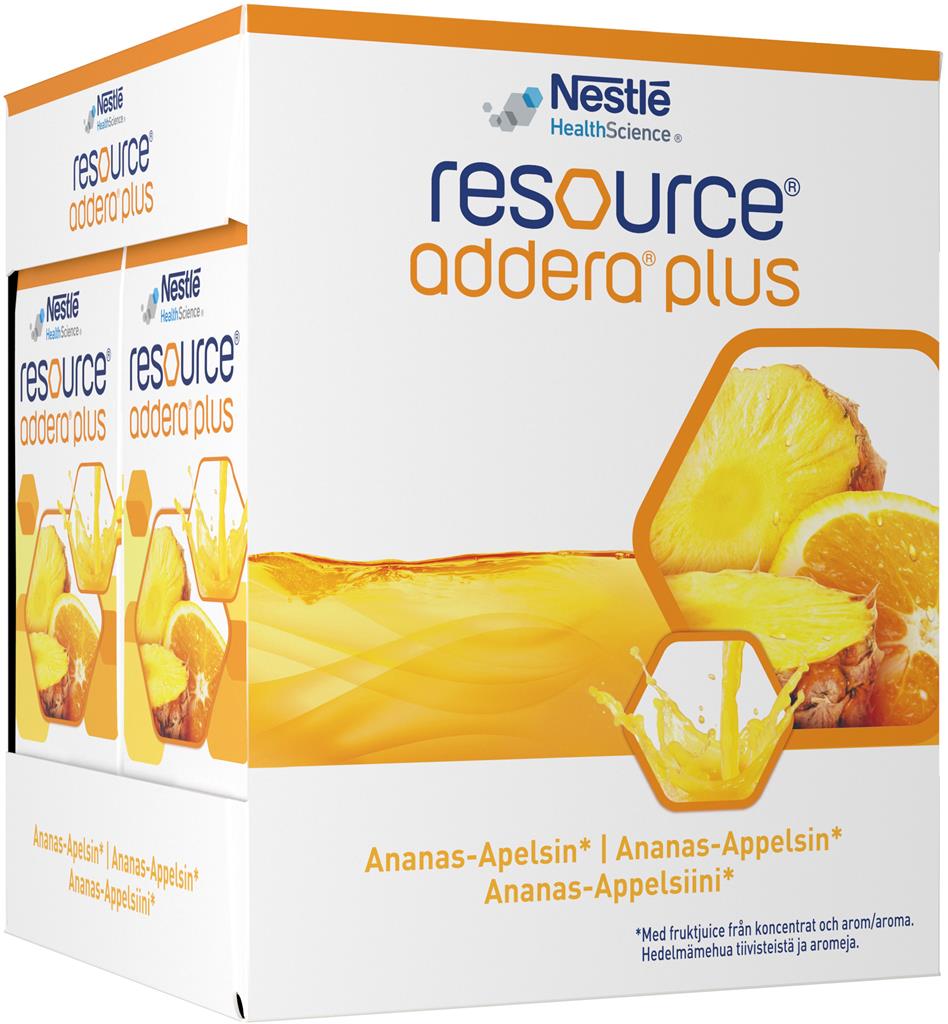Bild på Resource Addera Plus, ananas-apelsin, drickfärdigt kosttillägg, 4 x 200 milliliter