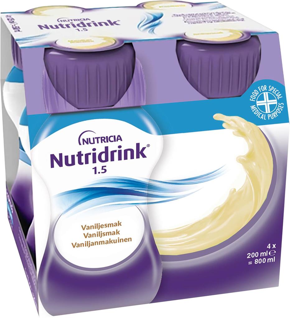 Bild på Nutridrink, vanilj, energirikt, komplett kosttillägg, 4 x 200 milliliter