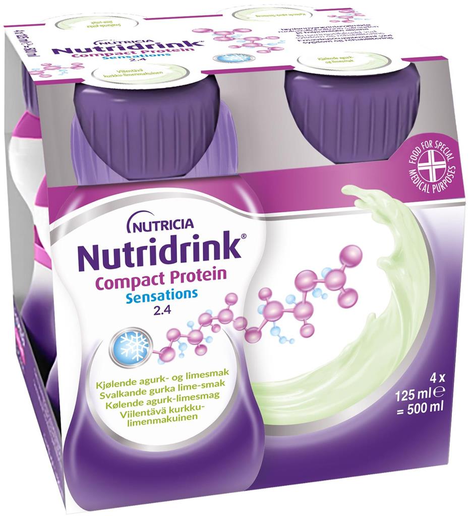 Bild på Nutridrink Compact Protein Sensations, svalkande gurka- och limesmak, 4 x 125 milliliter