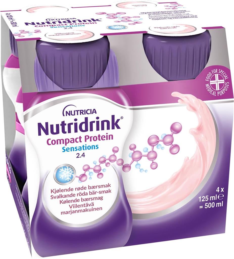 Bild på Nutridrink Compact Protein Sensations, svalkande bärsmak, 4 x 125 milliliter