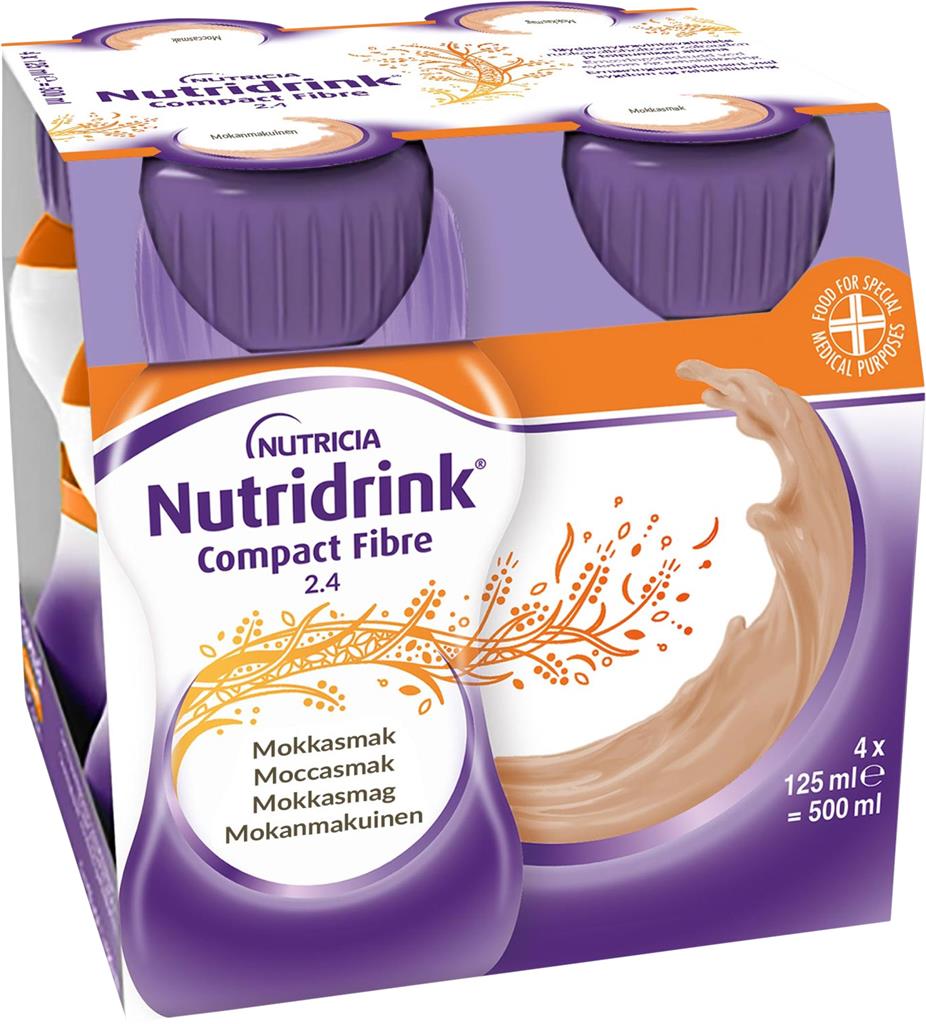 Bild på Nutridrink Compact Fibre, mocca, energirikt, komplett med kostfiber, 4 x 125 milliliter