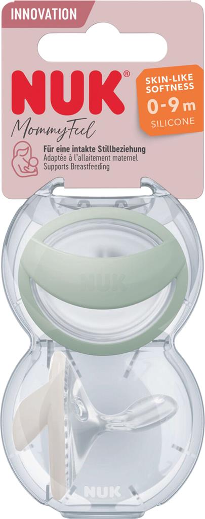 Bild på NUK MommyFeel Napp 0-6 Mån Grön/Vit, 2 st