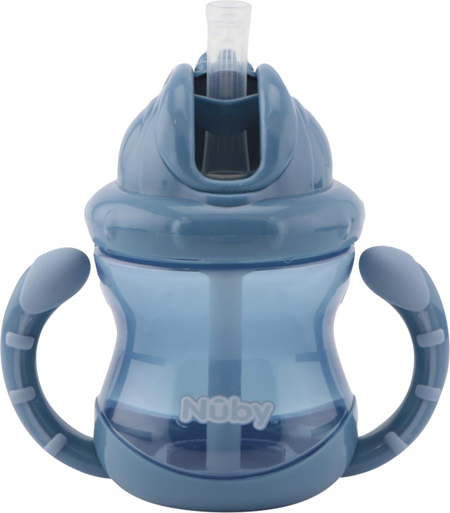 Bild på Nuby Mugg m sugrör 240 ml blå, 1 st