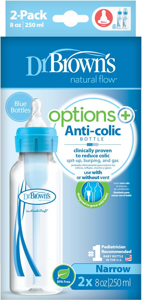 Bild på Dr.Browns bottle narrow blue 250 ml, 2 st