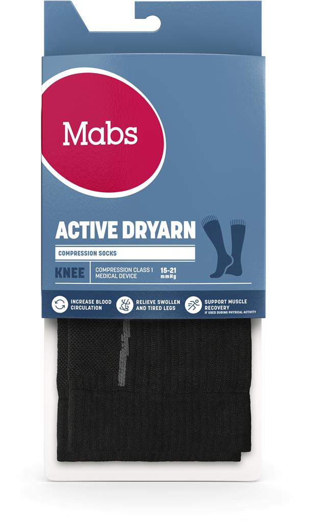 Bild på Mabs COMP ACTIVE DRYARN KNEE BLACK M, 1 par