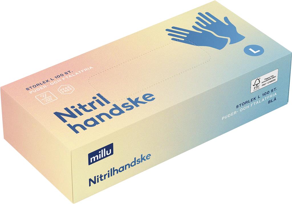 Bild på Millu Nitrilhandske Blå L, 100 st