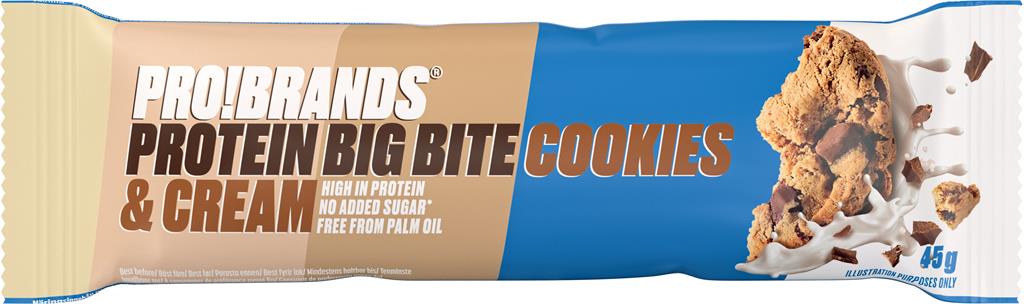 Bild på ProBrands Protein bar BigBite Cookies & Cream, 45 g