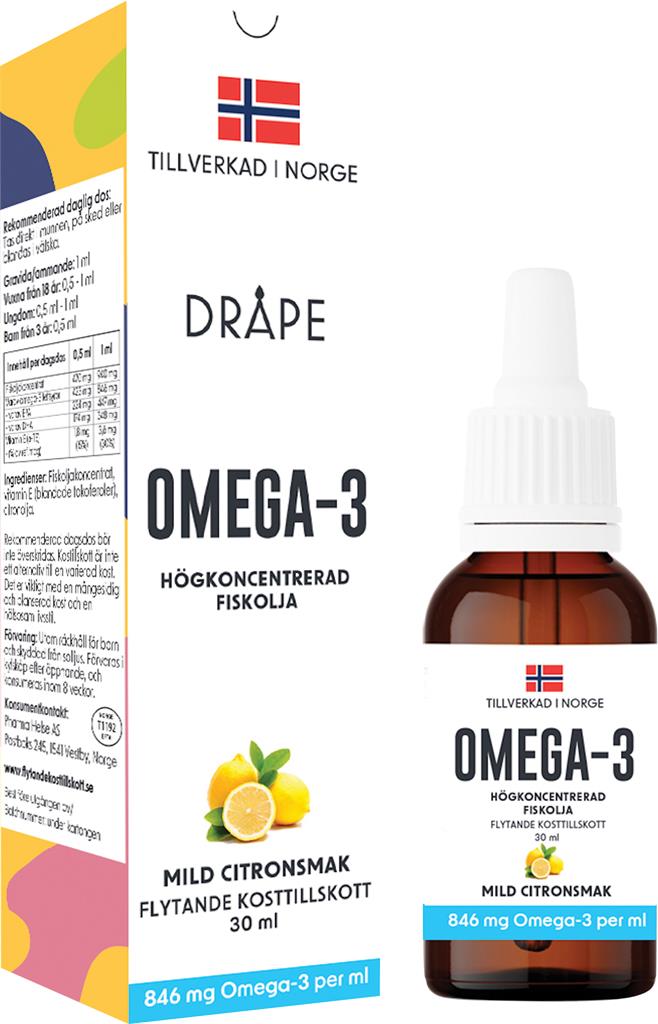 Bild på Dråpe flytande Omega-3 droppar citron, 30 ml