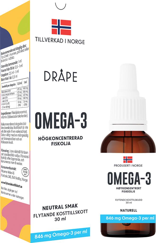 Bild på Dråpe flytande Omega-3 droppar neutral, 30 ml
