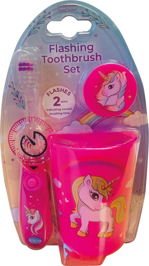 Bild på Twinklers B-brite tandborstset enhörning, 1 st