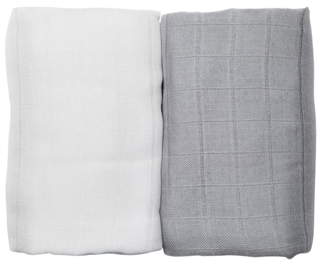Bild på LES ENFANTS Muslinfilt 100% bambufiber grå/vit, 2 st