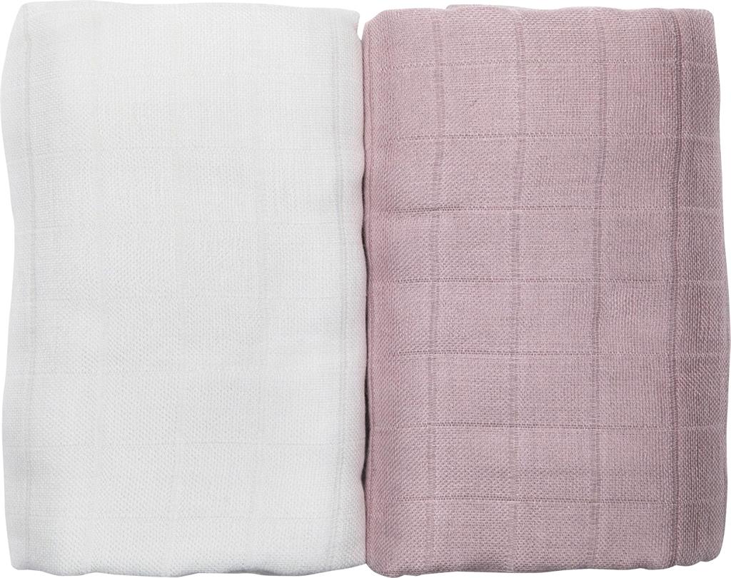Bild på LES ENFANTS Muslinfilt 100% bambufiber vit/rosa, 2 st